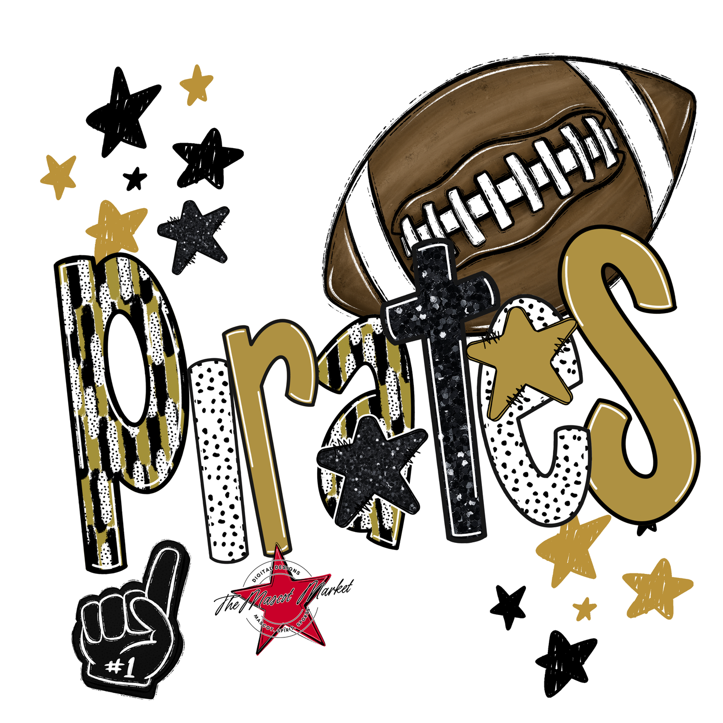 Pirates Football Scrape-Gold