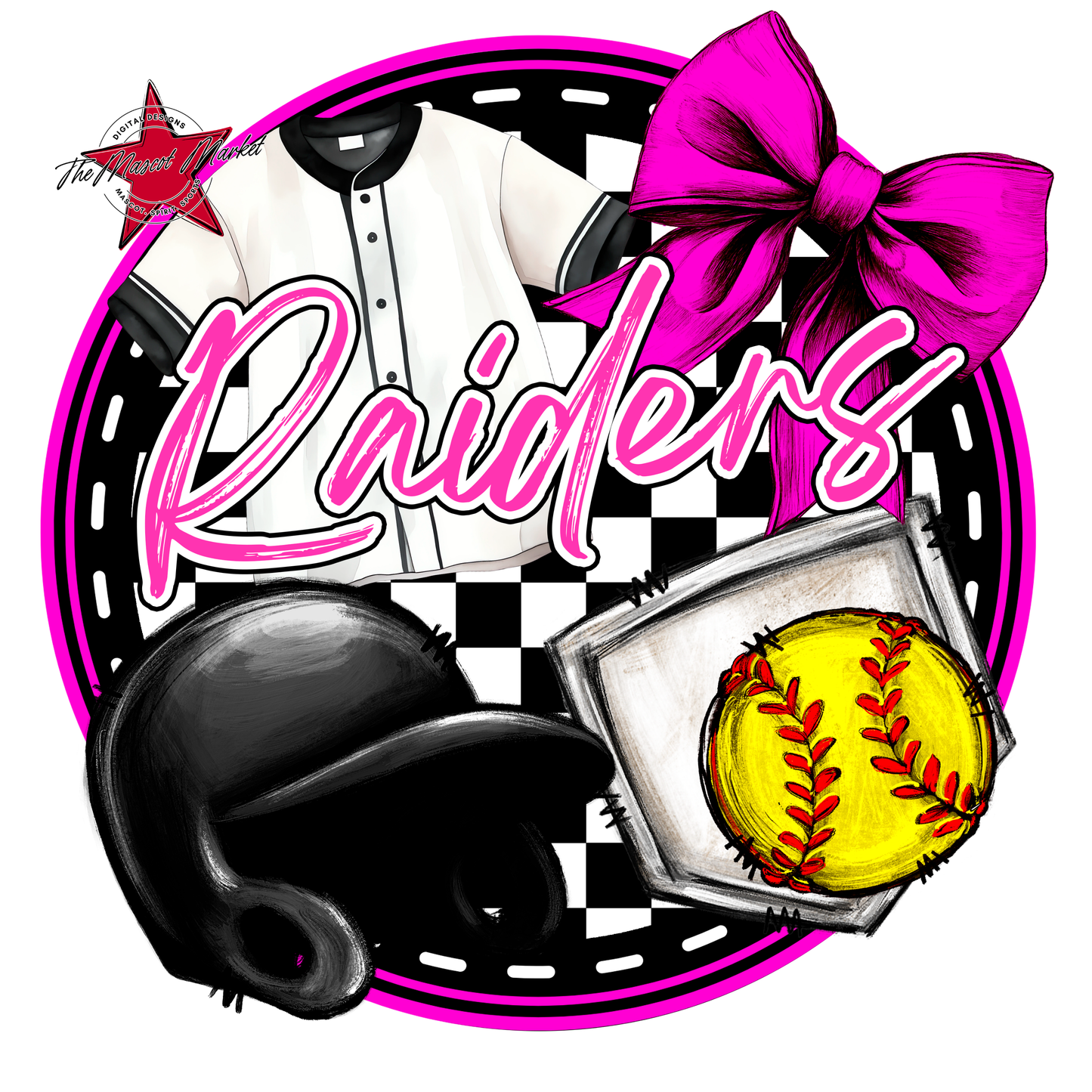 Raiders Circle Softball Design-Pink