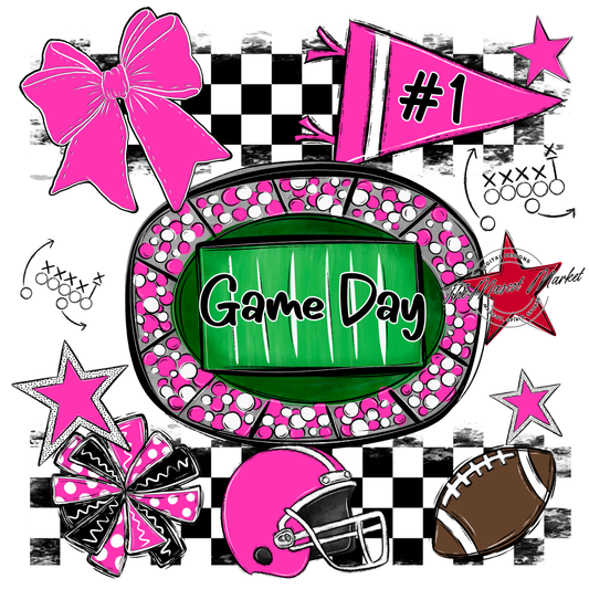 Game Day Checkers Spirit Design-Pink