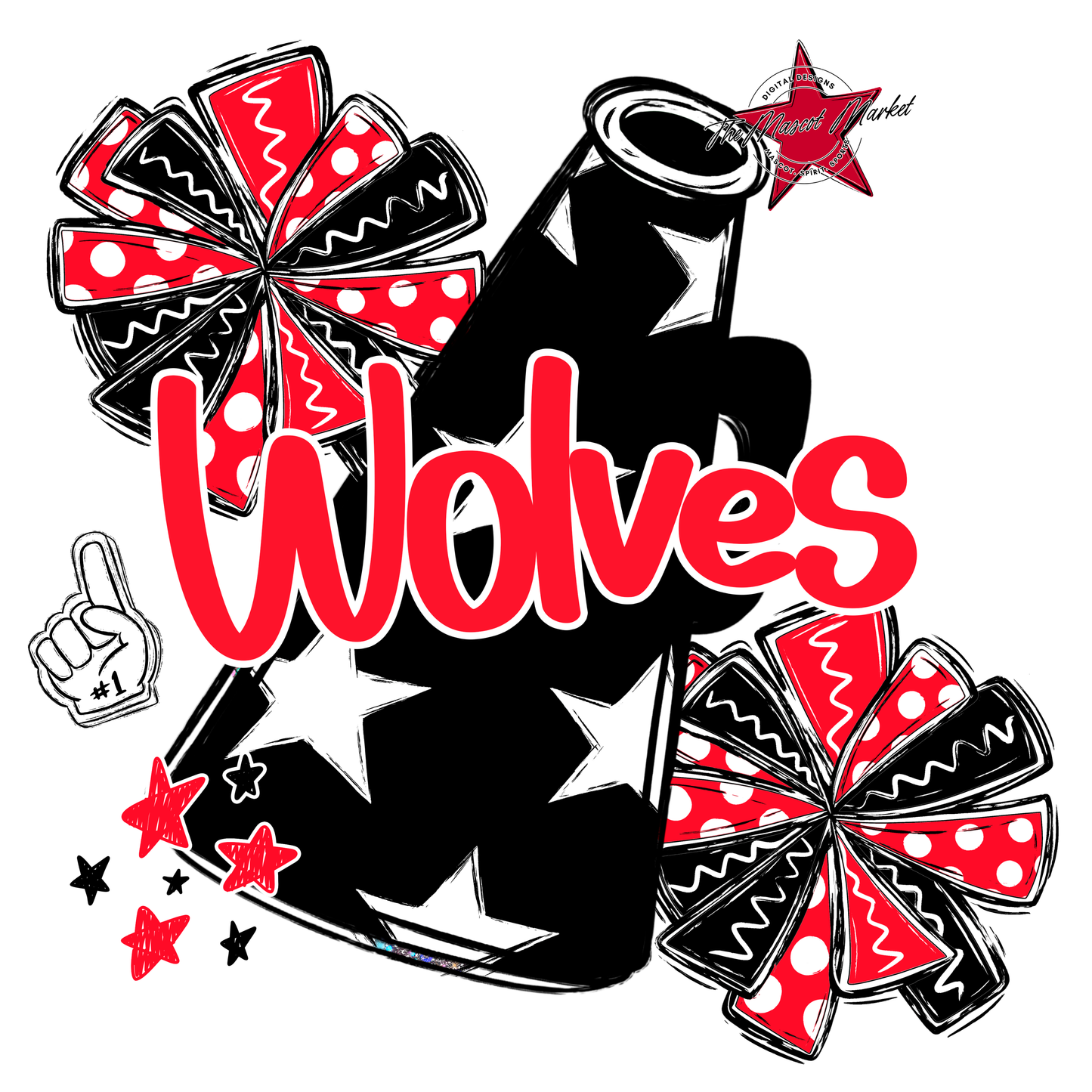 Wolves Alpha Megaphone Design-Bright Red