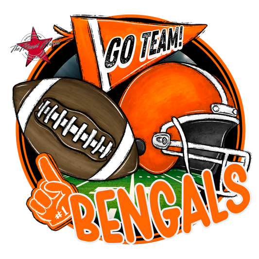 Bengals Circle Football Design-Orange