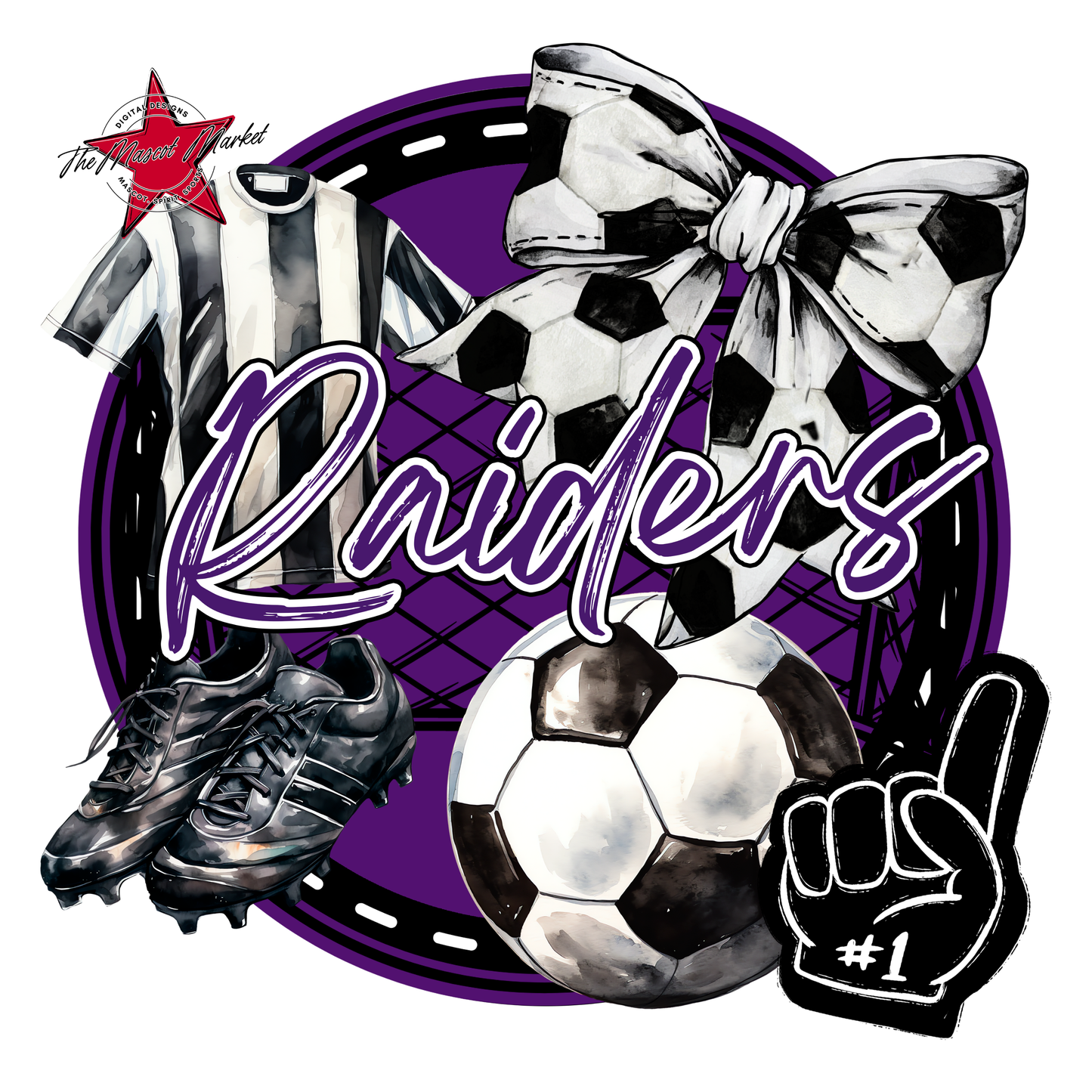 Raiders Circle Soccer Design-Purple