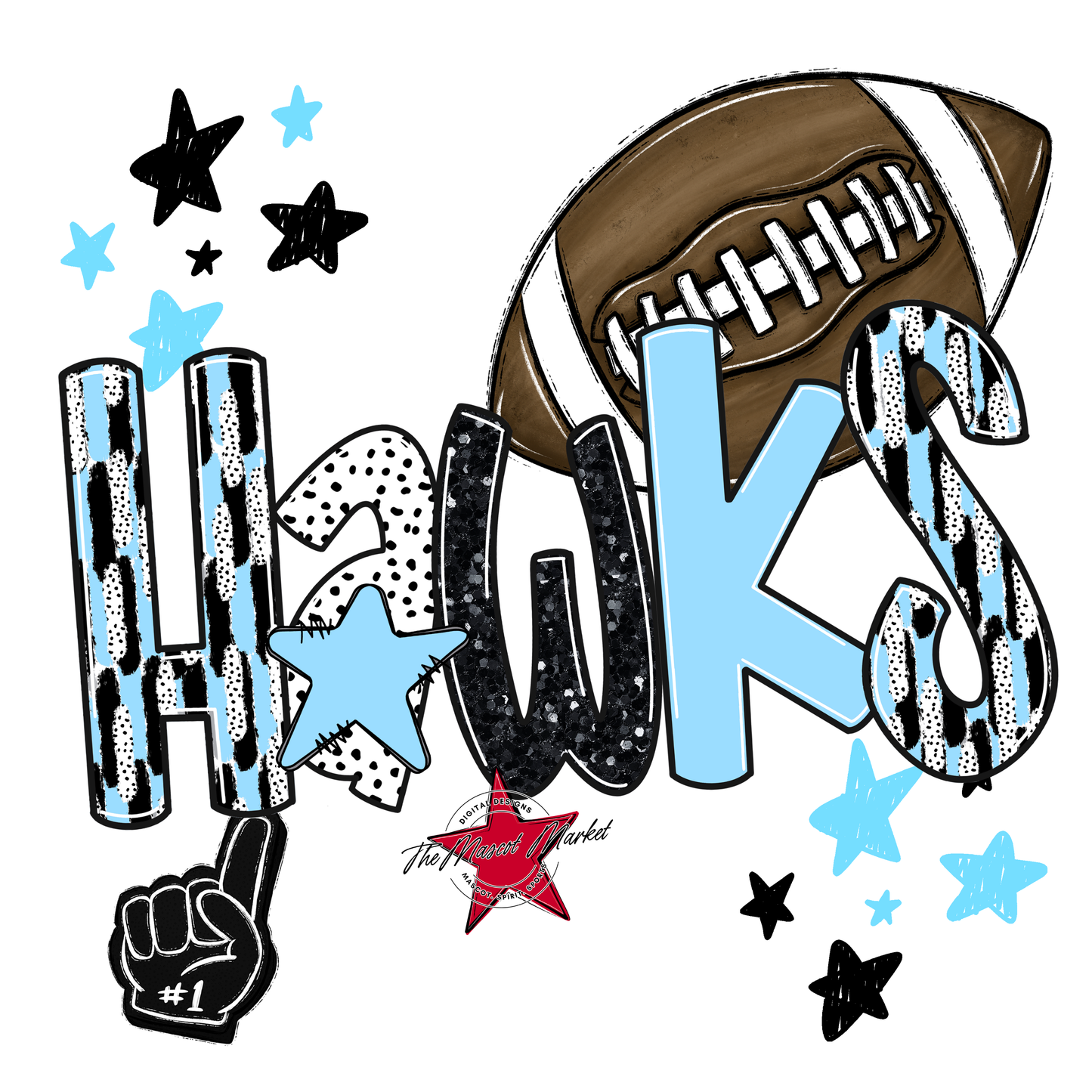 Hawks Football Scrape-Columbia Blue