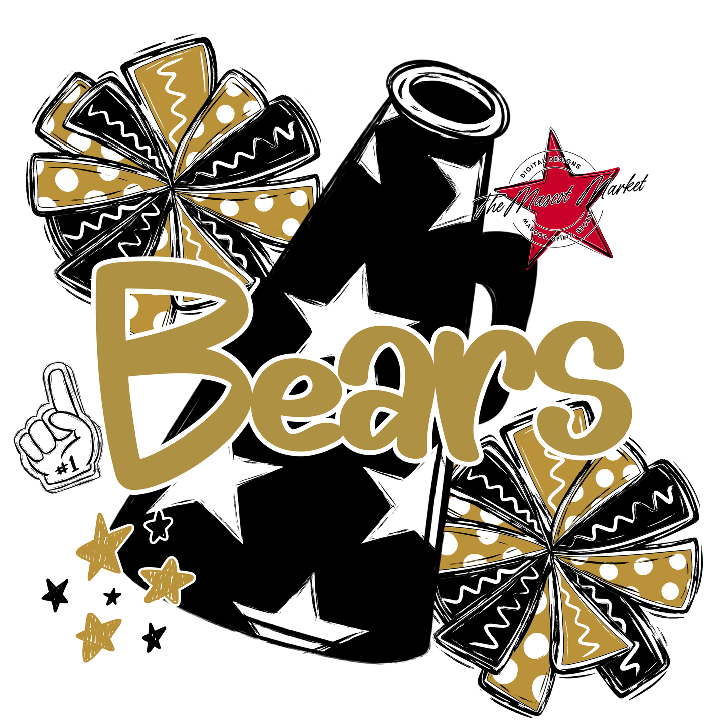 Bears Megaphone Alpha Design-Gold