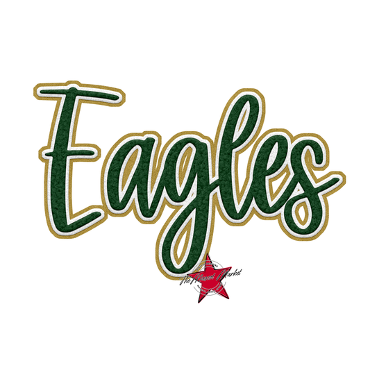 Eagles Faux Chenille Patch-Green-Gold