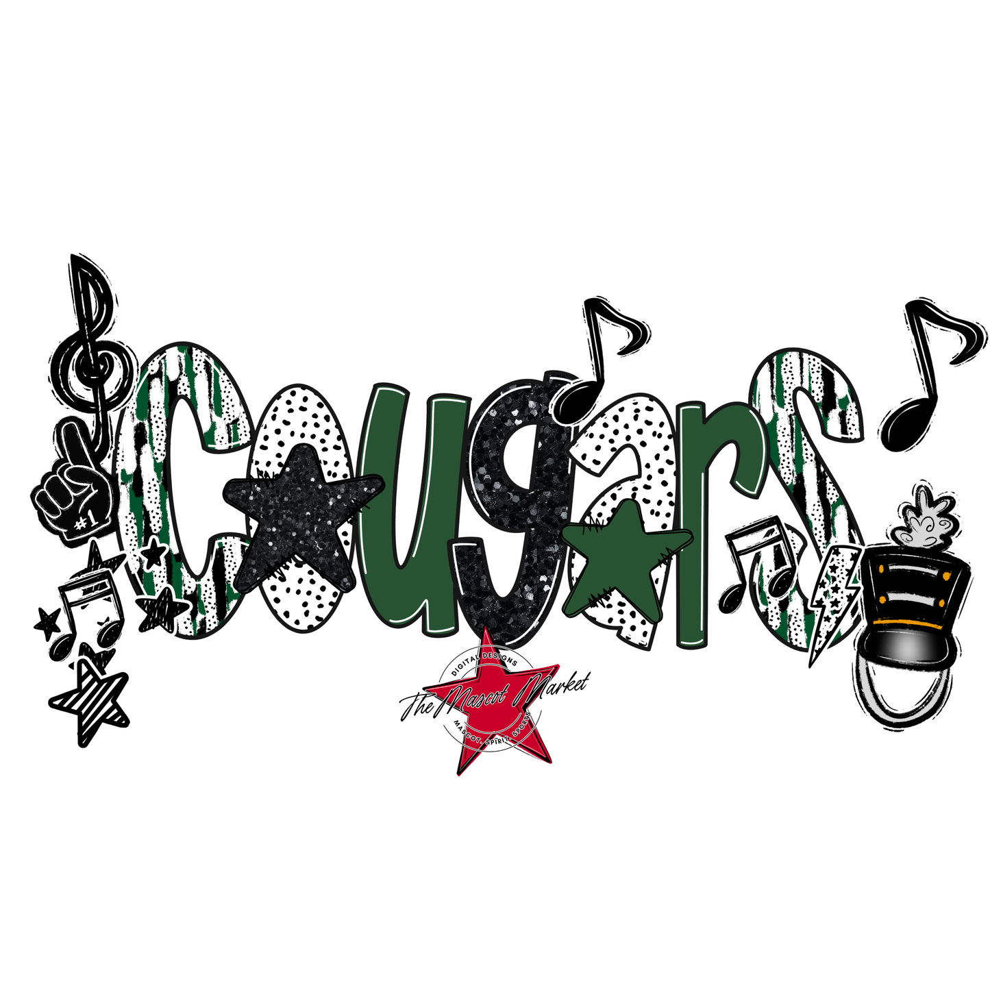 Cougars Band Scrape-Green