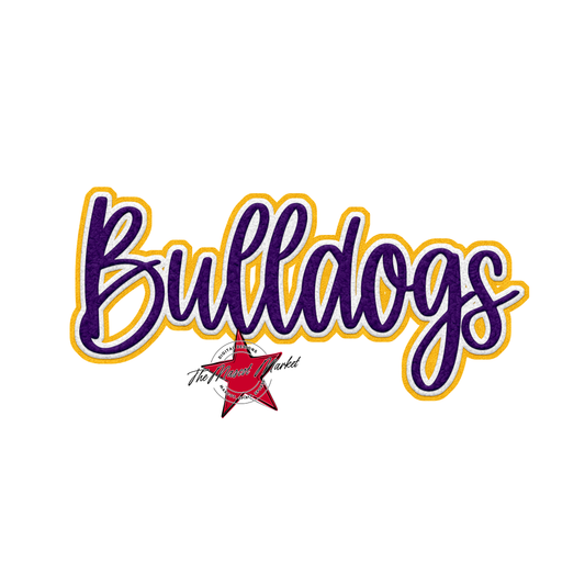Bulldogs Faux Chenille Patch-Purple-Yellow