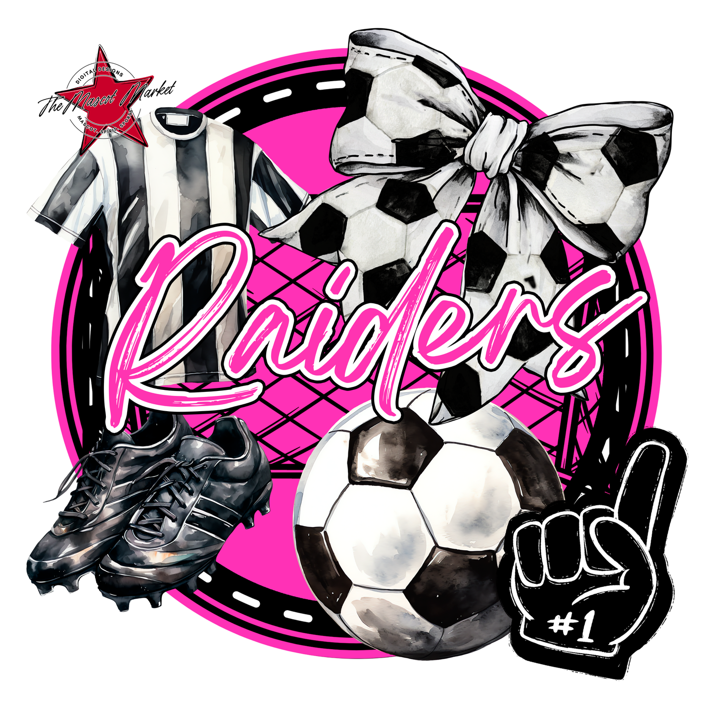 Raiders Circle Soccer Design-Pink