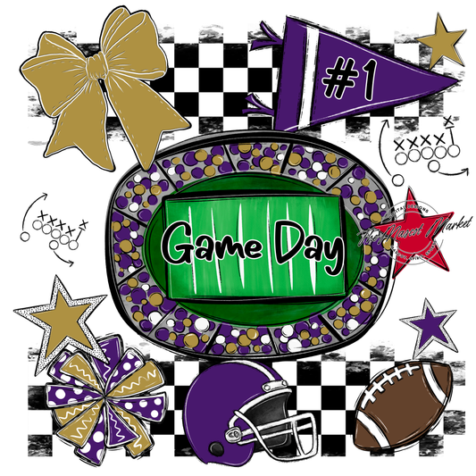Game Day Checkers Spirit Design-Purple-Gold