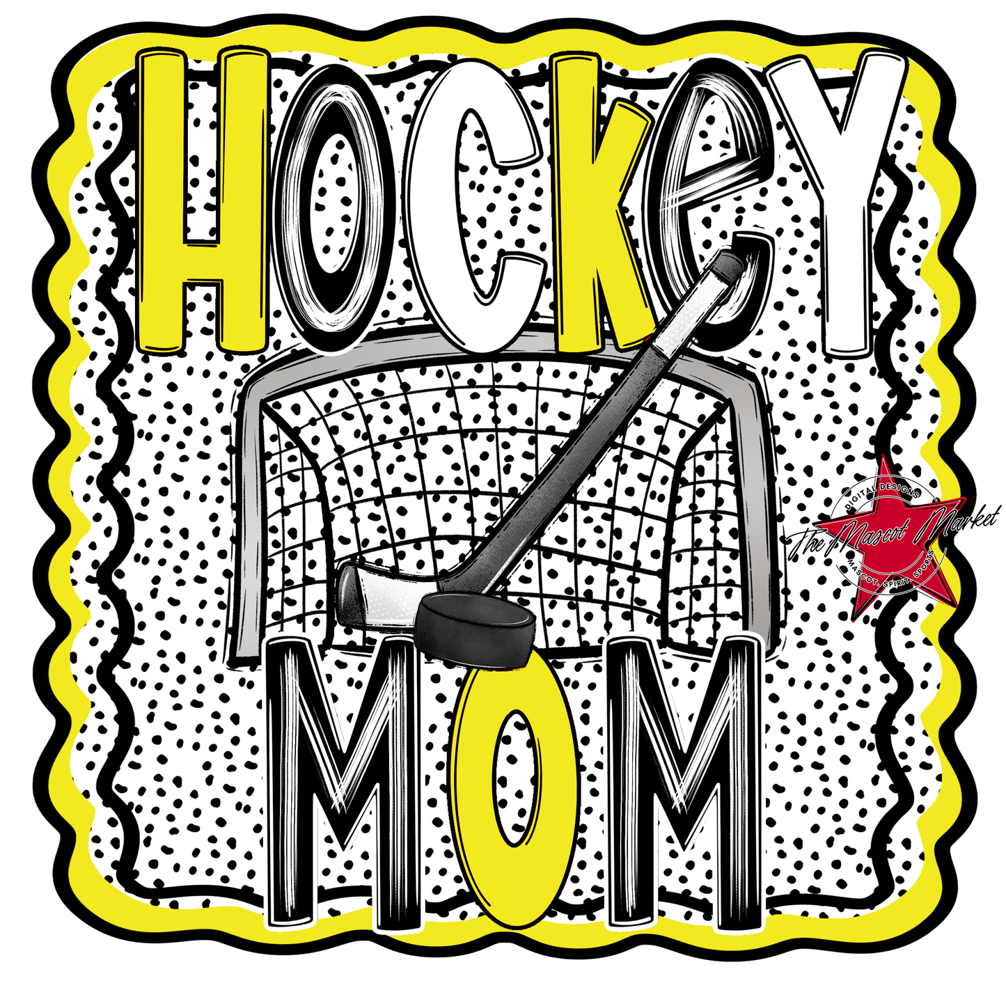 Hockey Mom Dot Design-Bright Yellow
