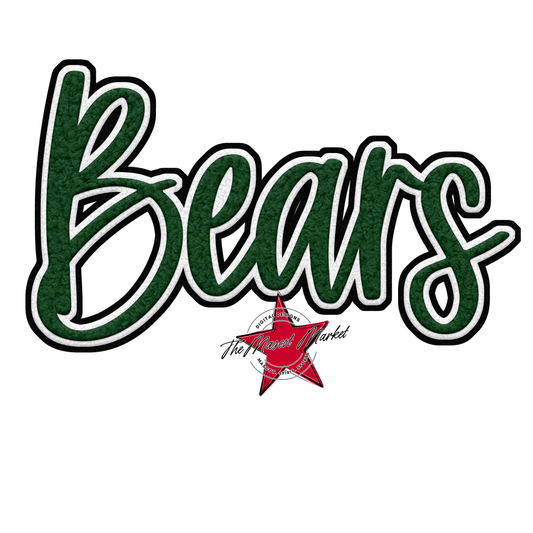 Bears Faux Chenille Patch Design-Green
