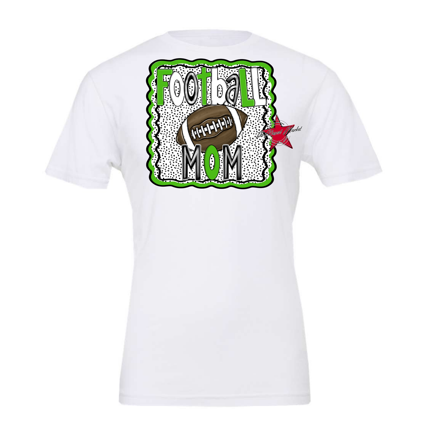 Football Mom Dot Design-Bright Green