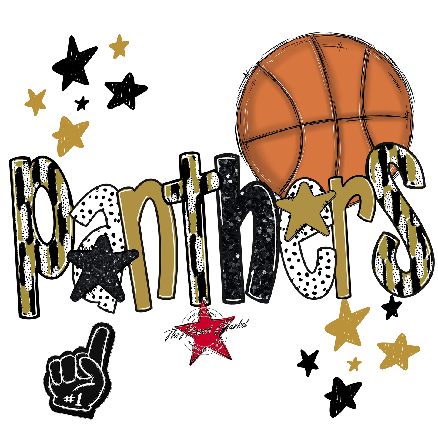Panthers Basketball Scrape-Gold