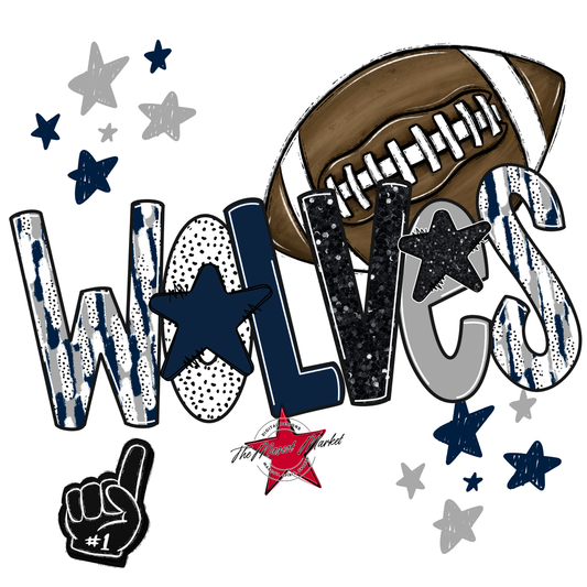 Wolves Football Scrape-Navy-Grey