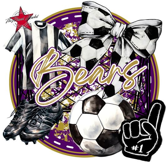 Bears Circle Soccer Design-Purple-Gold