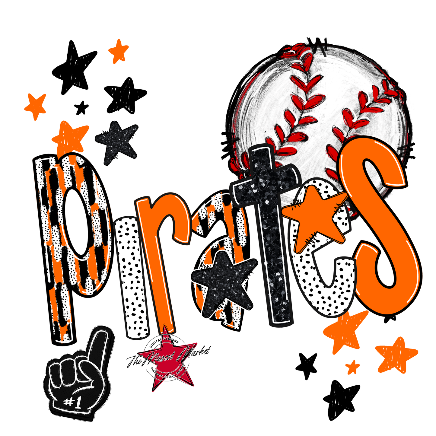 Pirates Baseball Scrape-Orange