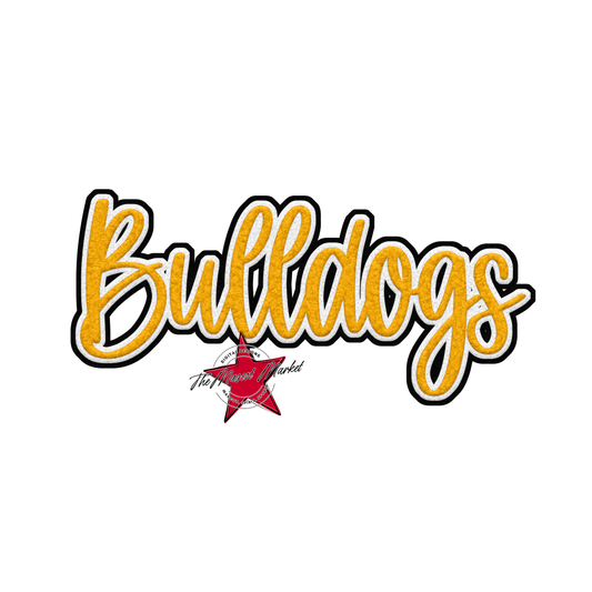 Bulldogs Faux Chenille Patch-Yellow