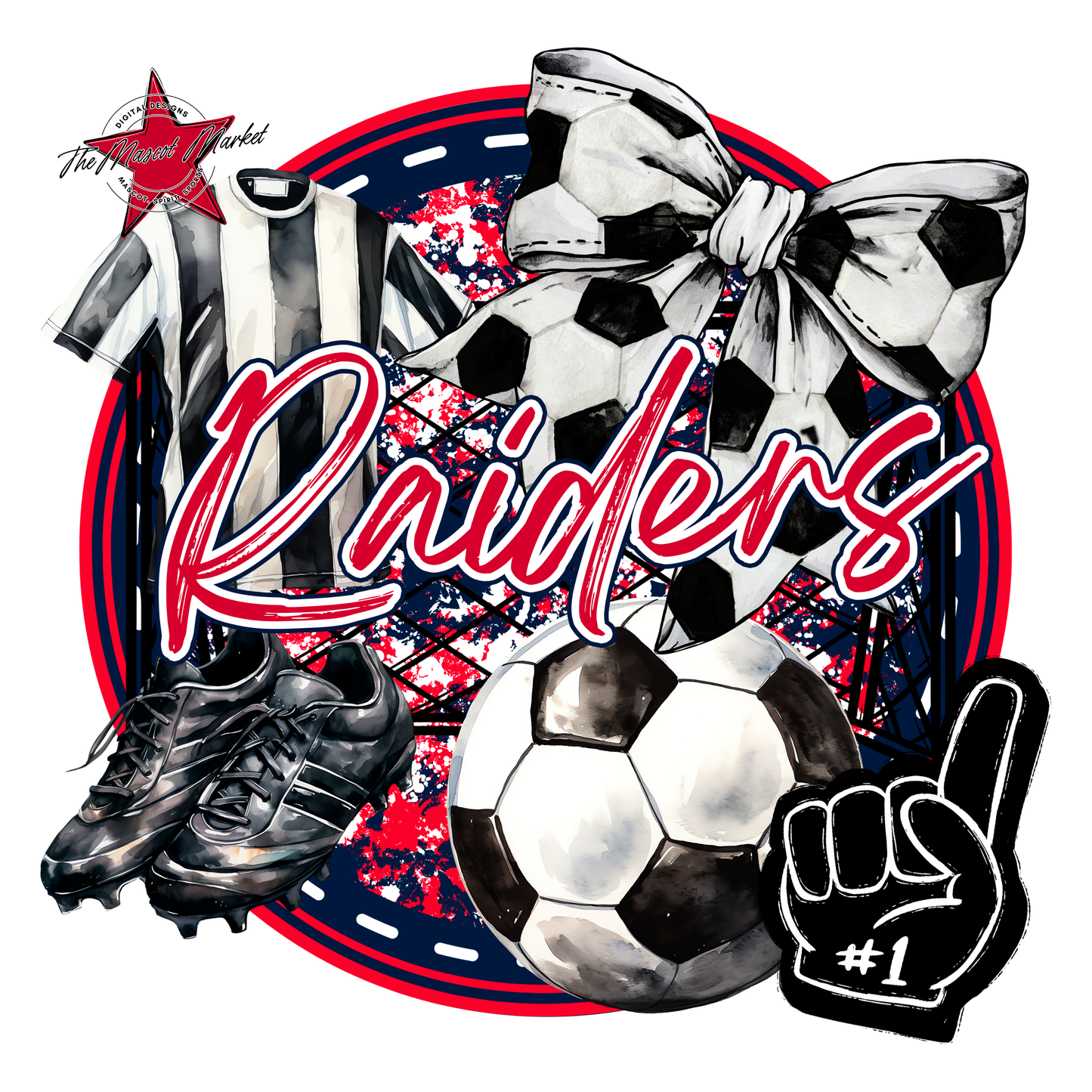 Raiders Circle Soccer Design-Navy-Red