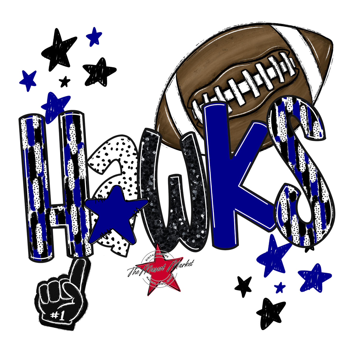 Hawks Football Scrape-Blue