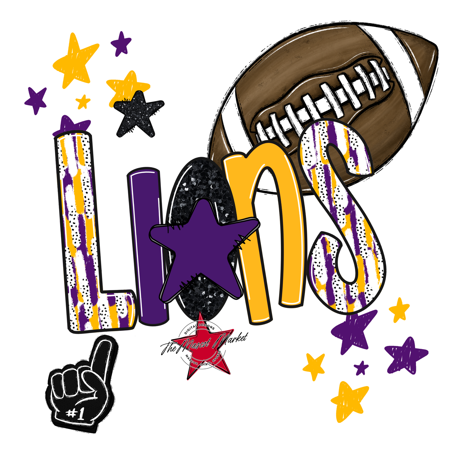 Lions Football Scrape-Purple-Yellow