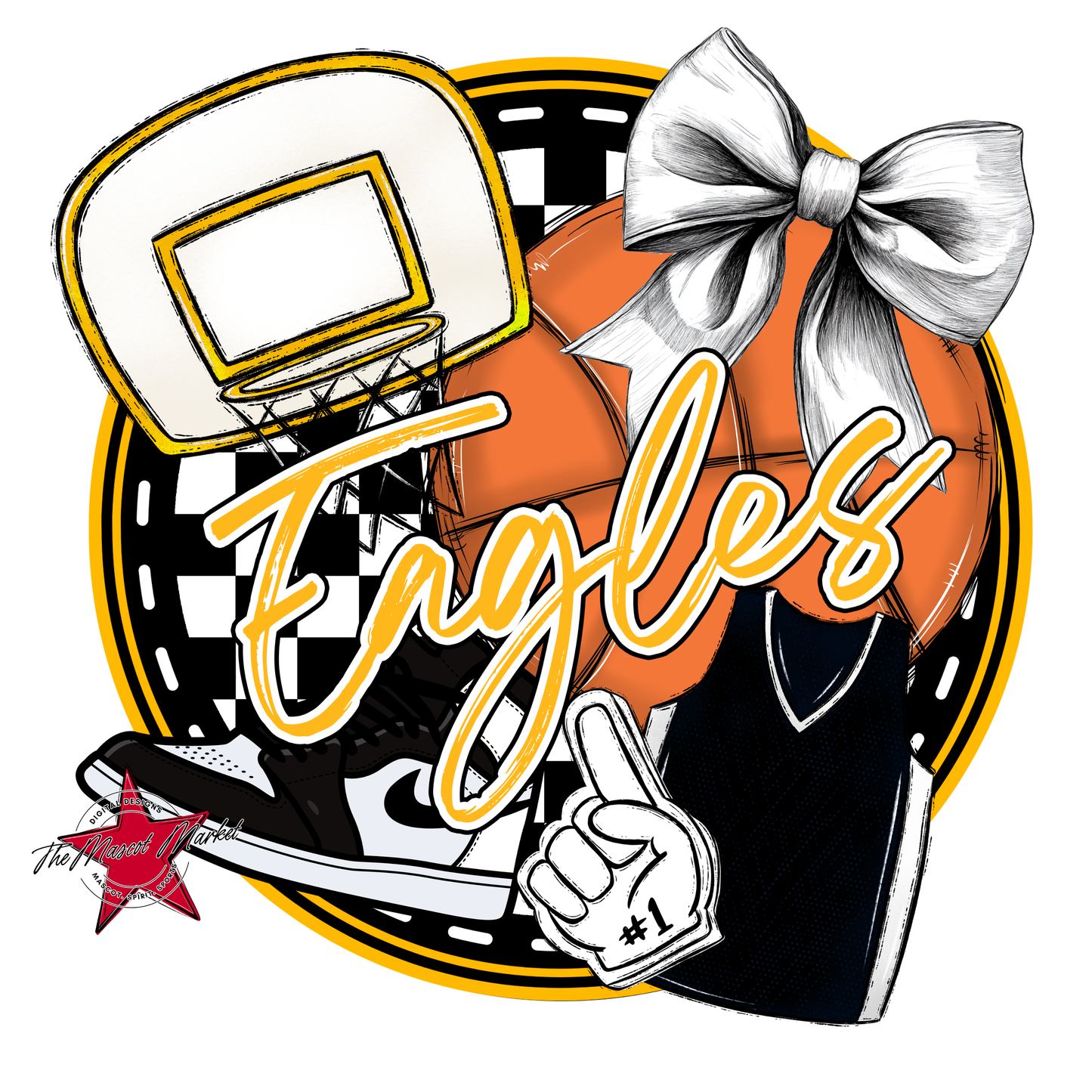 Eagles Circle Basketball Design-Yellow