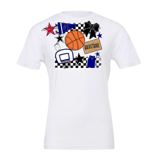 Basketball Checkers Spirit Design-Blue