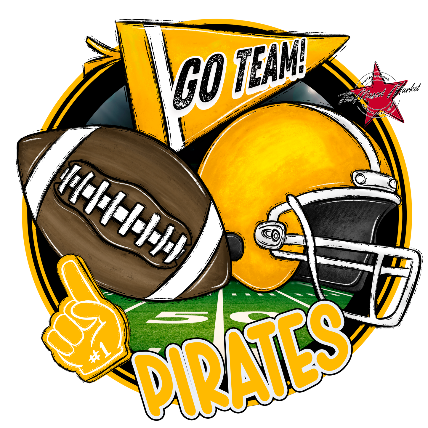 Pirates Circle Football Design-Yellow