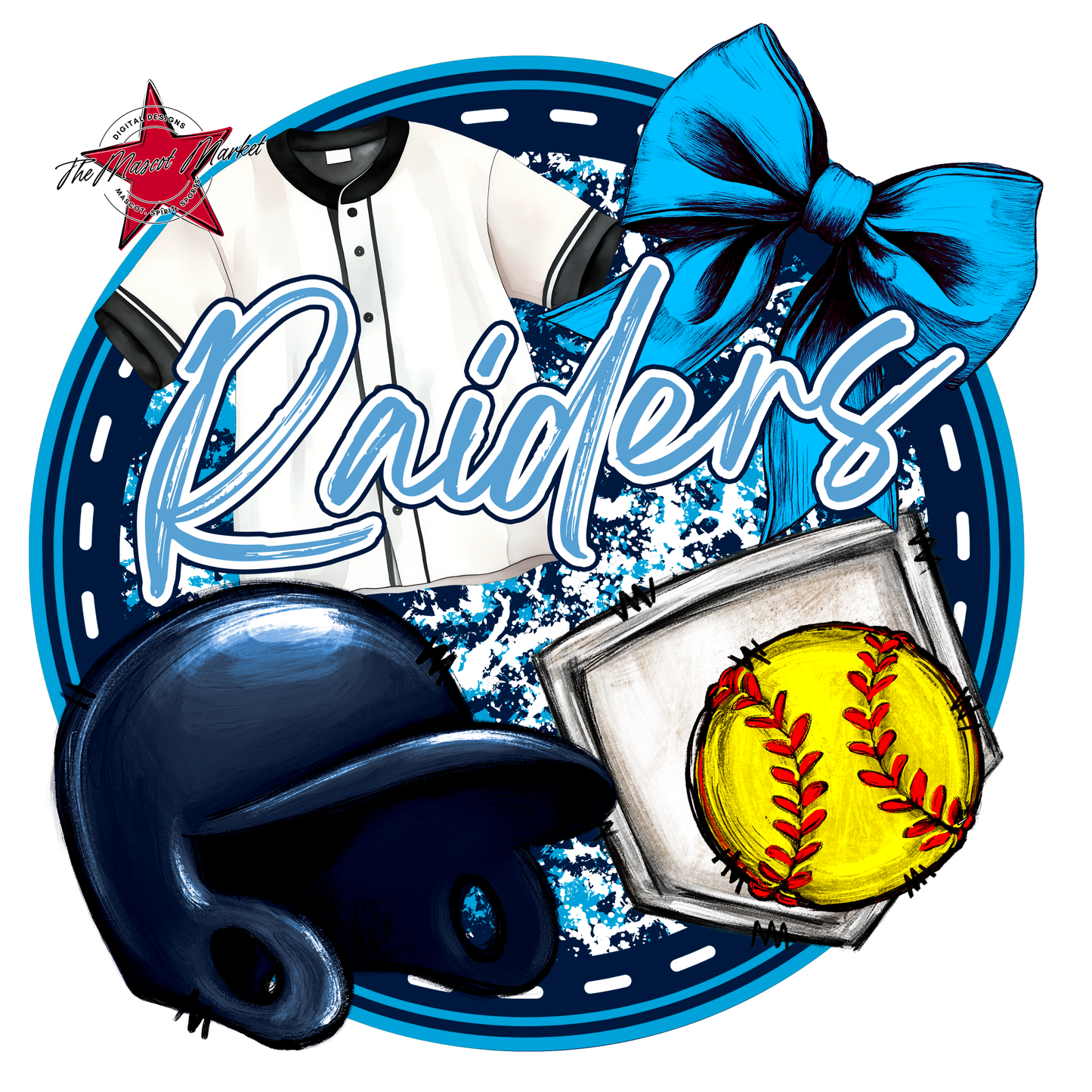 Raiders Circle Softball Design-Navy-Carolina Blue