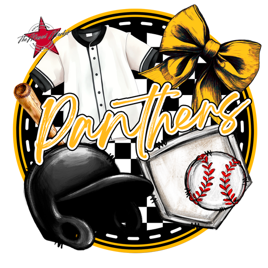 Panthers Circle Baseball Design-Yellow