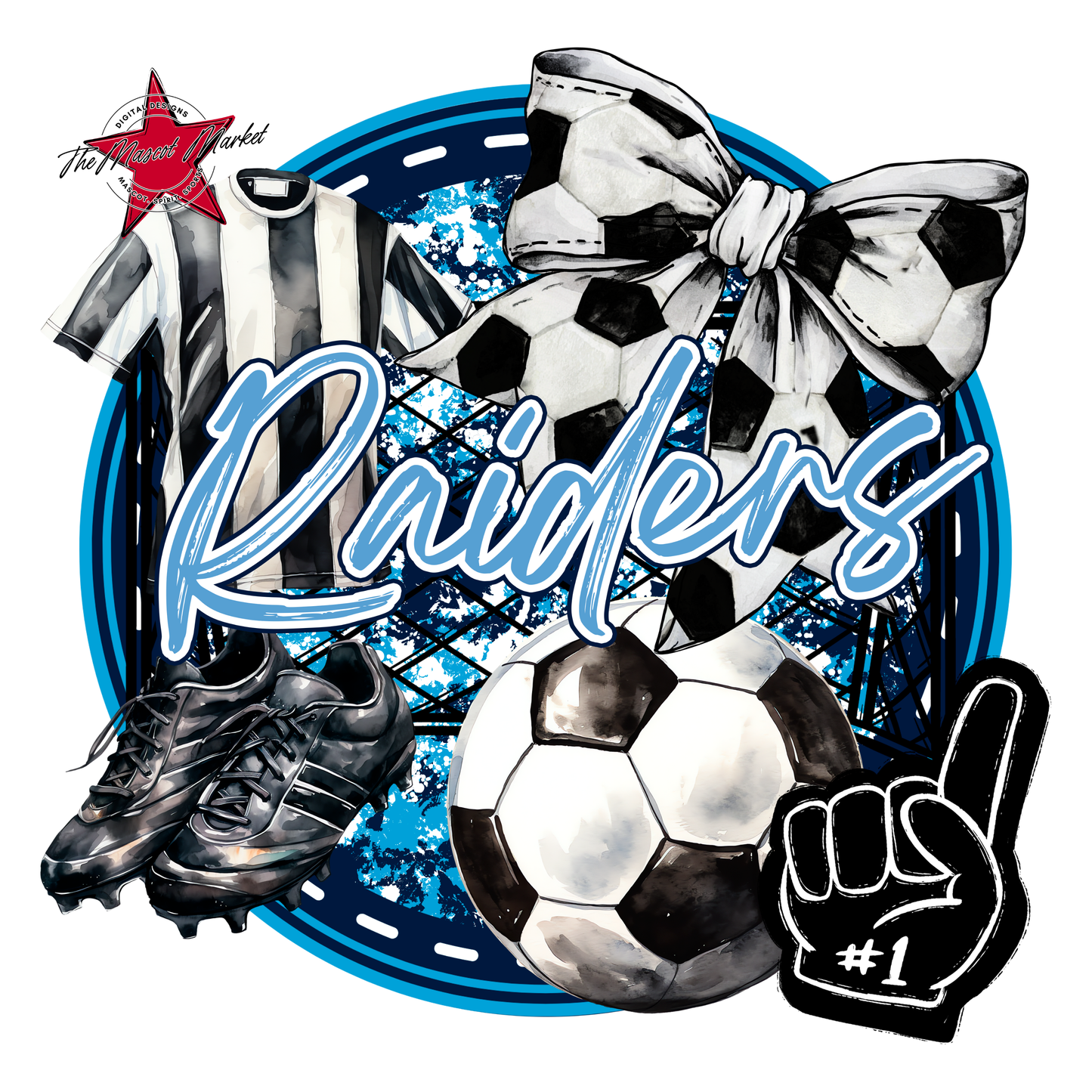 Raiders Circle Soccer Design-Navy-Carolina Blue