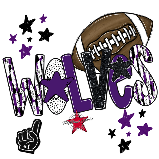 Wolves Football Scrape-Purple