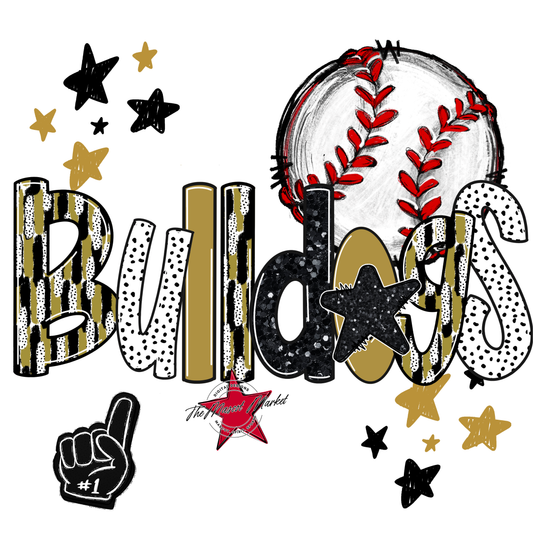 Bulldogs Baseball Scrape-Gold