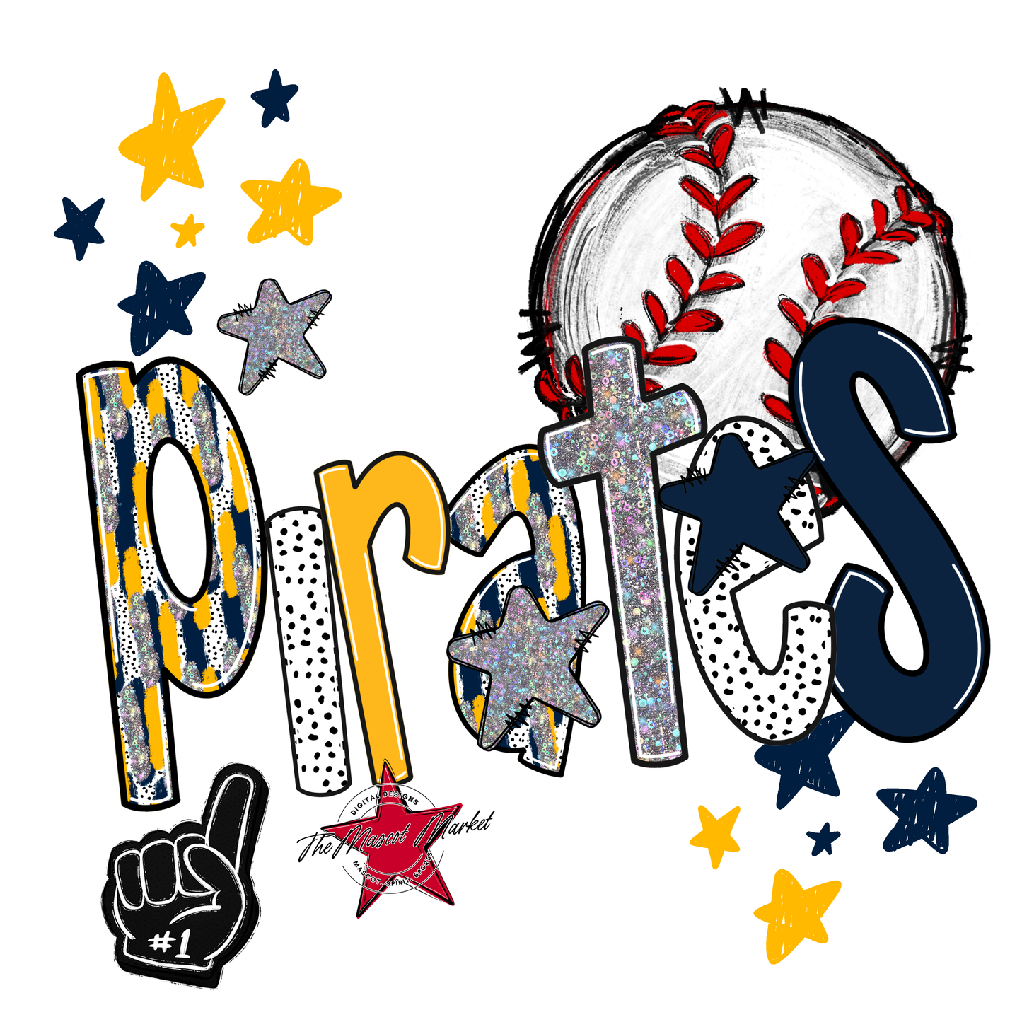 Pirates Baseball Scrape-Navy-Yellow