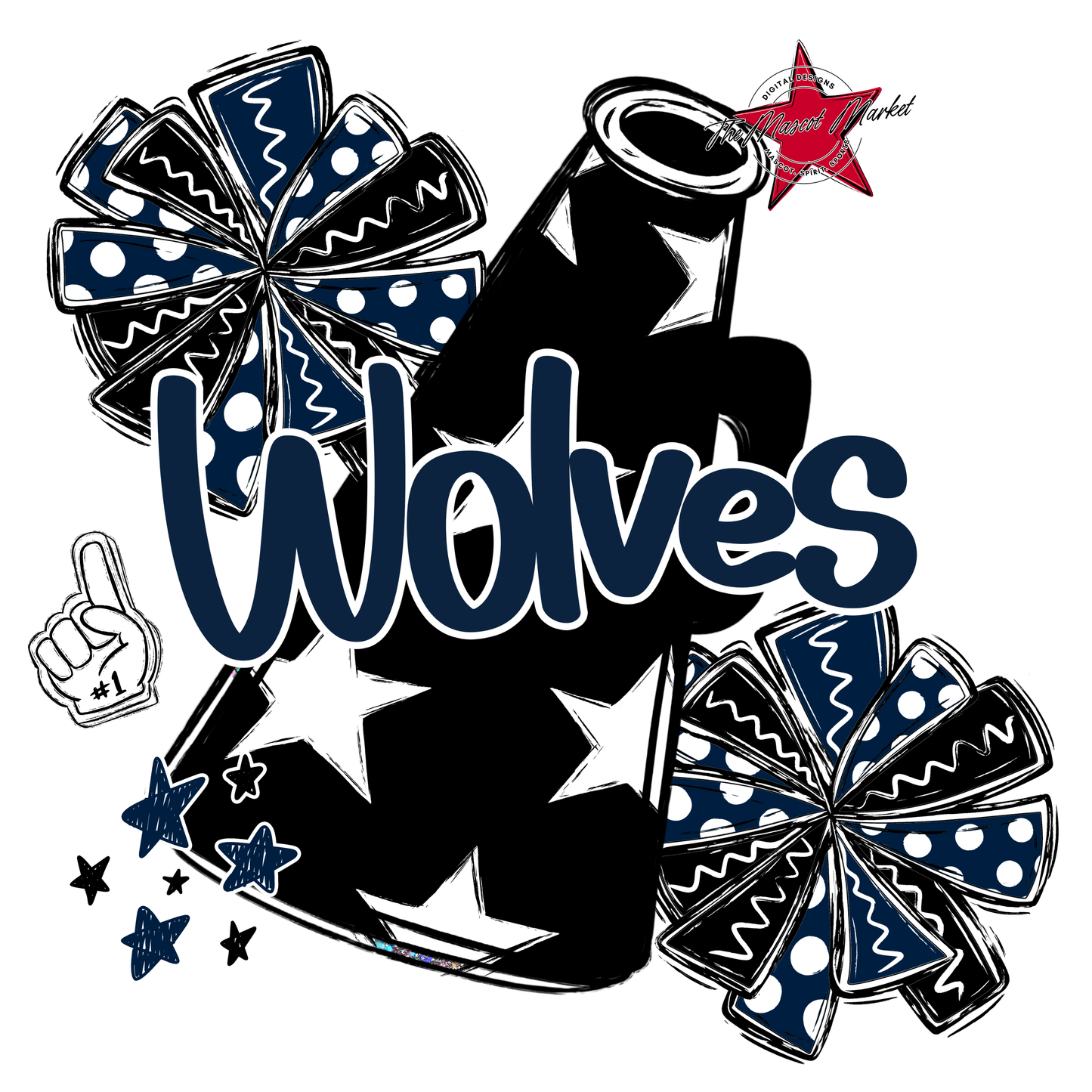 Wolves Alpha Megaphone Design-Navy