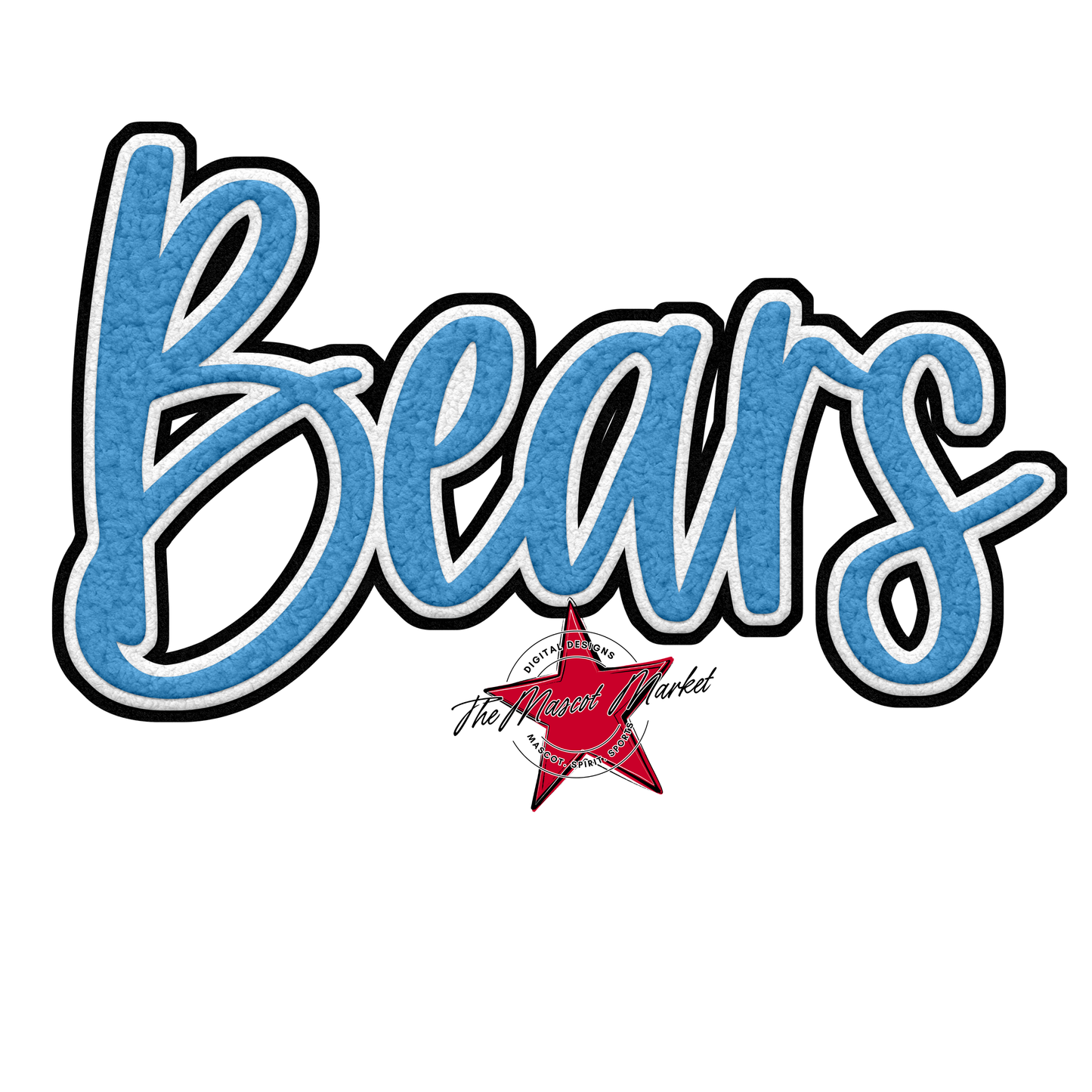 Bears Faux Chenille Patch Design-Carolina Blue