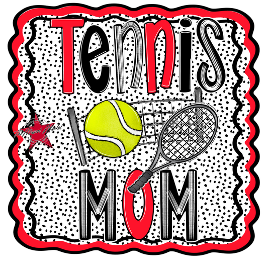 Tennis Mom Dot Design-Bright Red