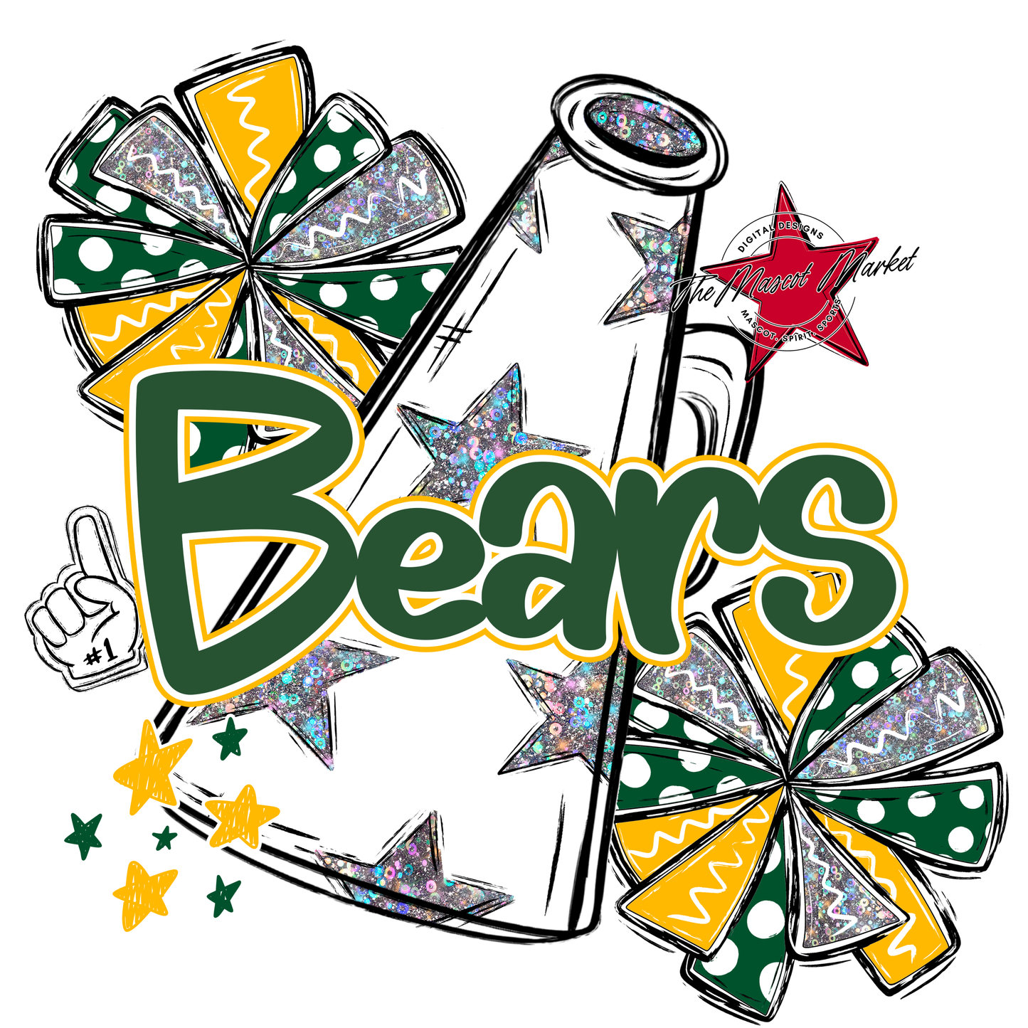 Bears Megaphone Alpha Design-Green-Yellow