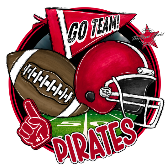 Pirates Circle Football Design-Red