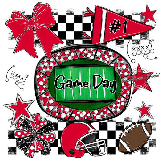 Game Day Checkers Spirit Design-Red