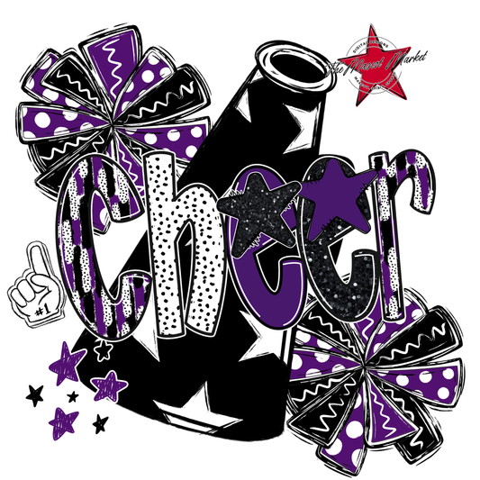 Cheer Megaphone Scrape Black-Purple