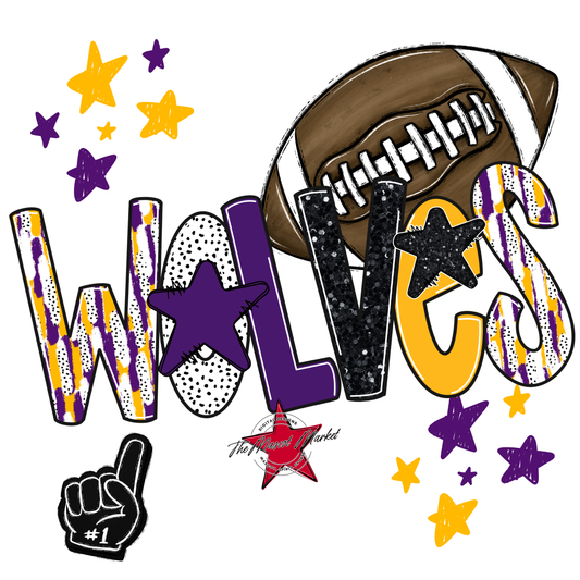 Wolves Football Scrape-Purple-Yellow