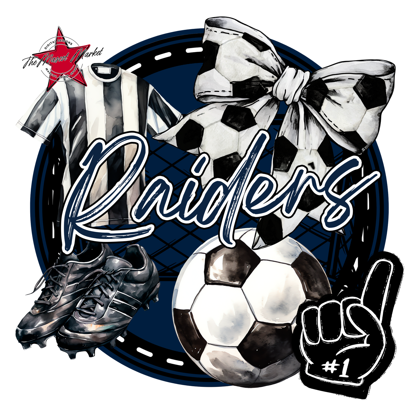 Raiders Circle Soccer Design-Navy