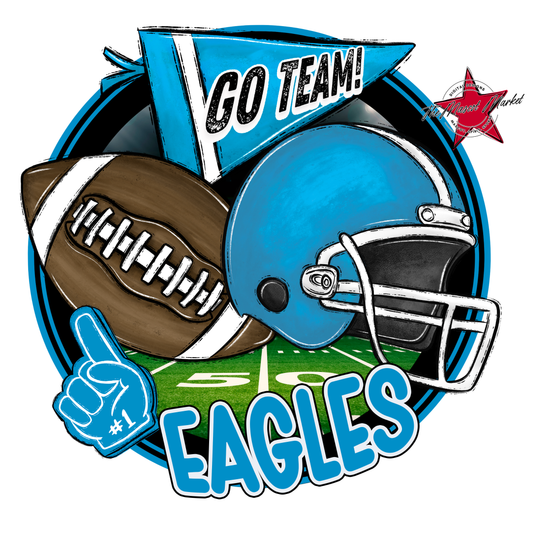 Eagles Circle Football Design-Carolina Blue