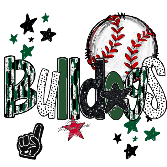 Bulldogs Baseball Scrape-Green