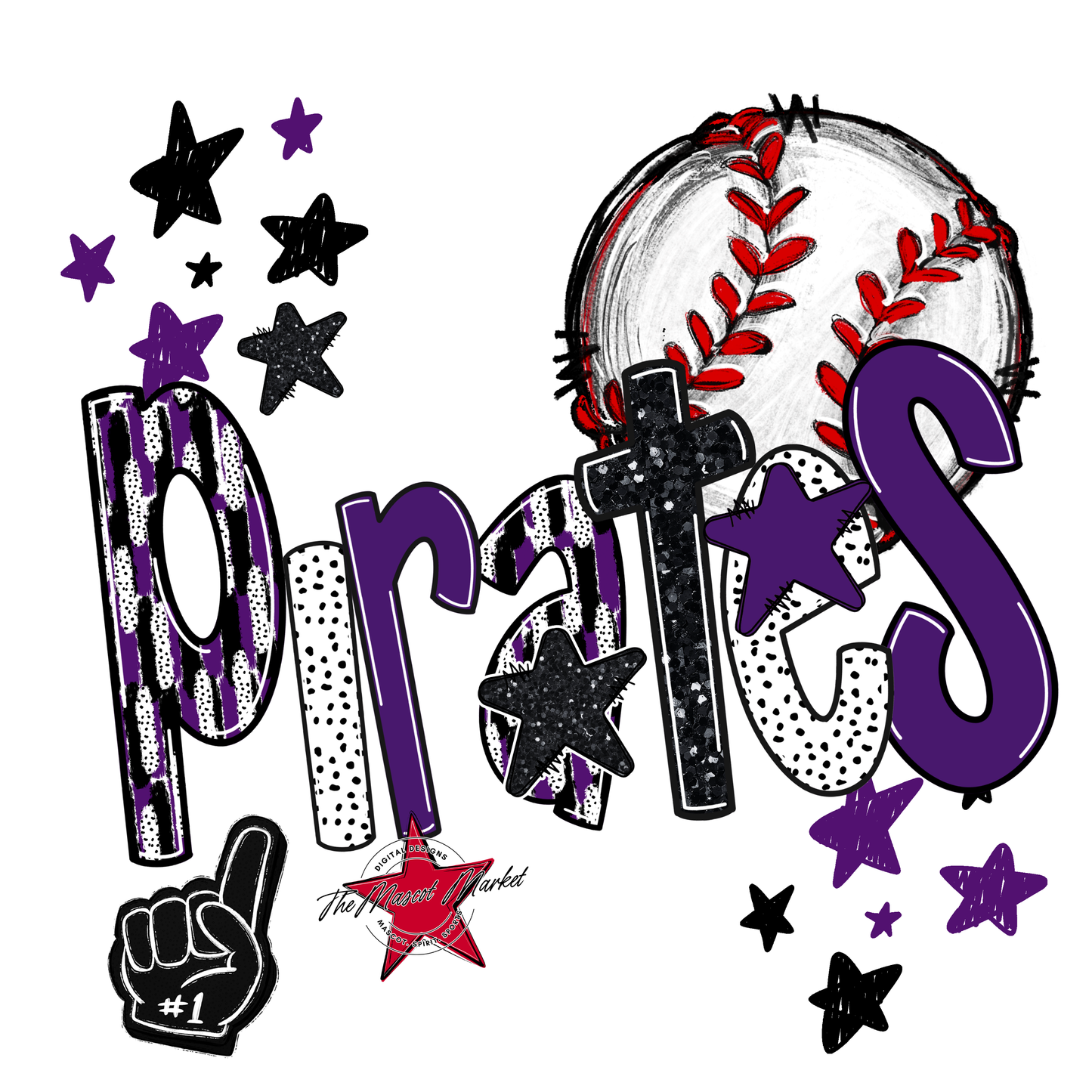 Pirates Baseball Scrape-Purple