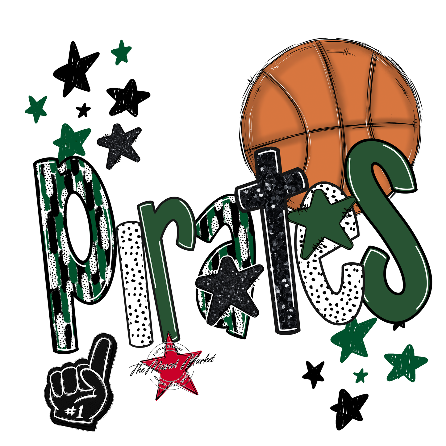 Pirates Basketball Scrape-Green