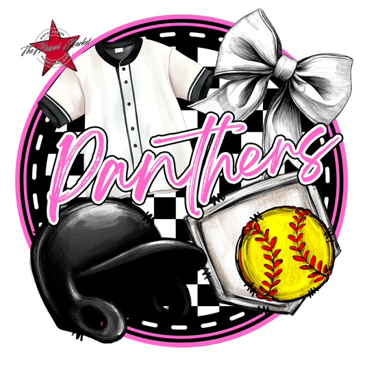 Panthers Circle Softball Design-Baby Pink
