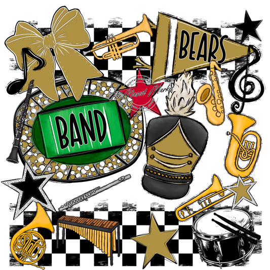 Bears Band Checkers Design-Gold