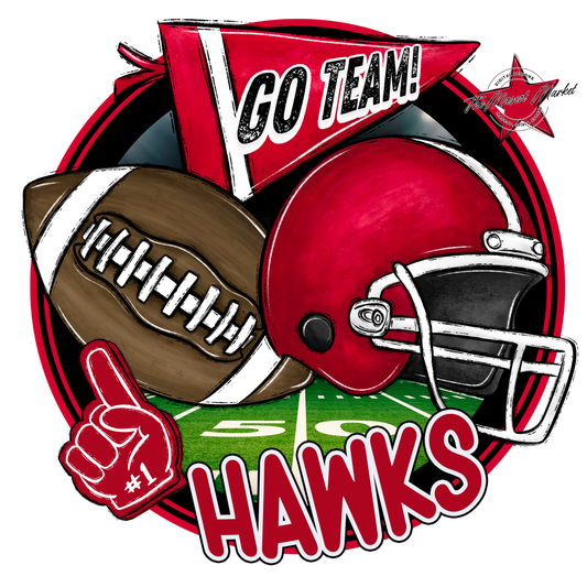Hawks Circle Football Design-Red