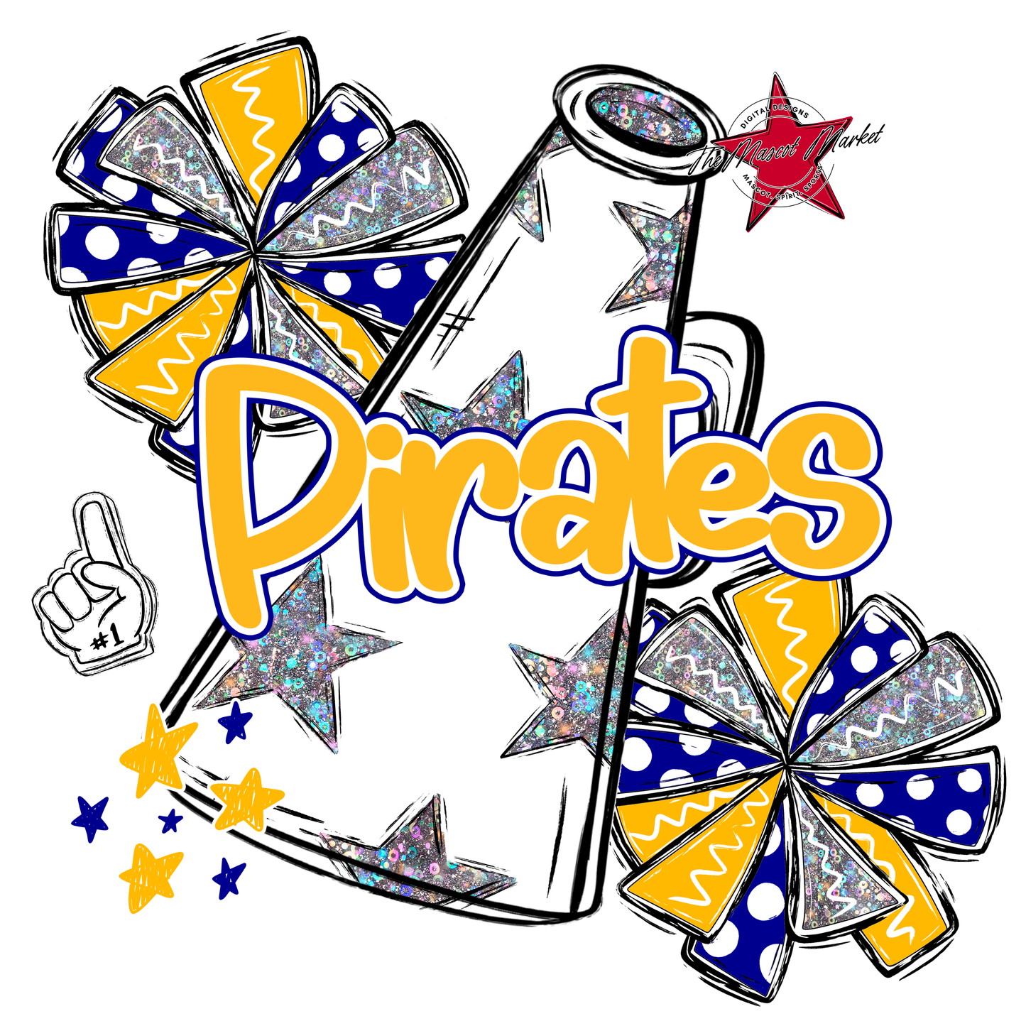 Pirates Alpha Megaphone Design-Blue-Yellow